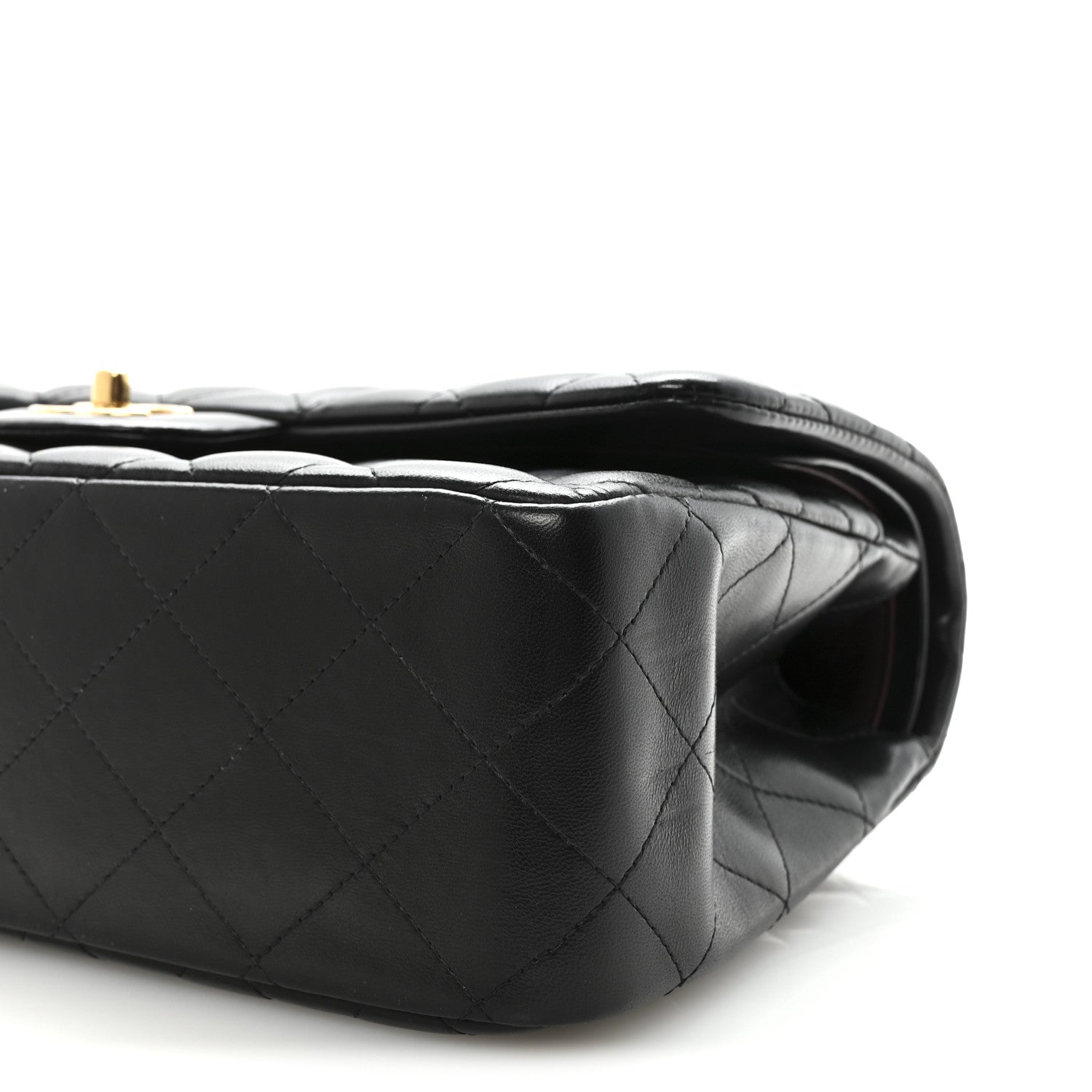 Lambskin Quilted Jumbo Double Flap  Black
