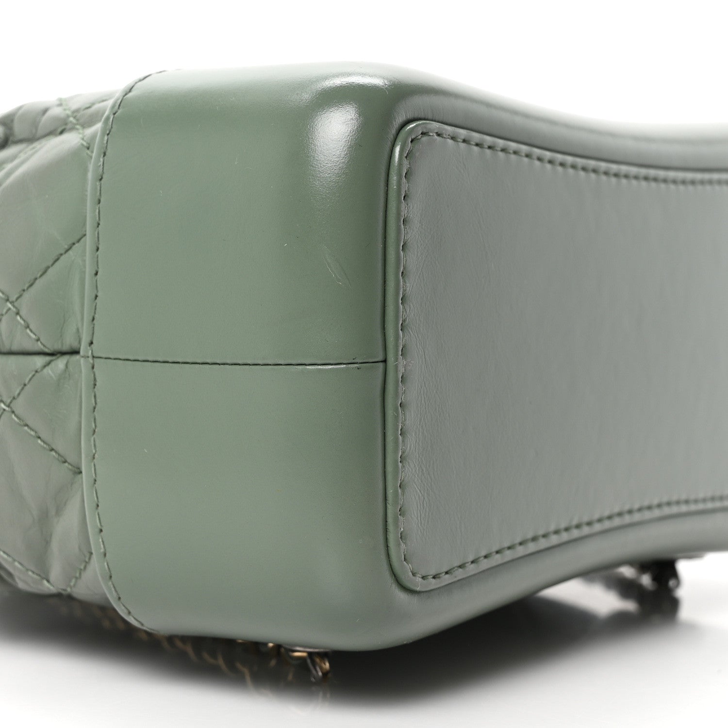Aged Calfskin Quilted Small Gabrielle Backpack Green