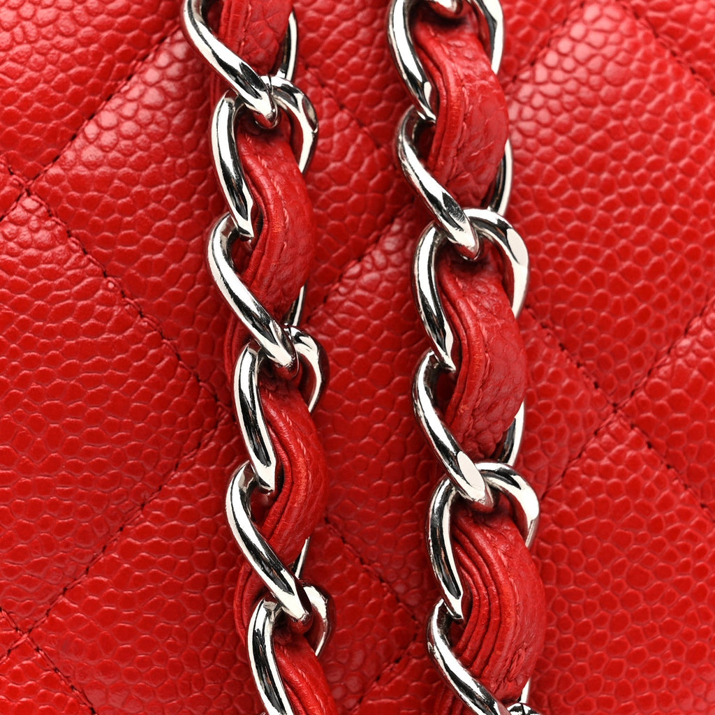 Caviar Quilted Maxi Double Flap Red