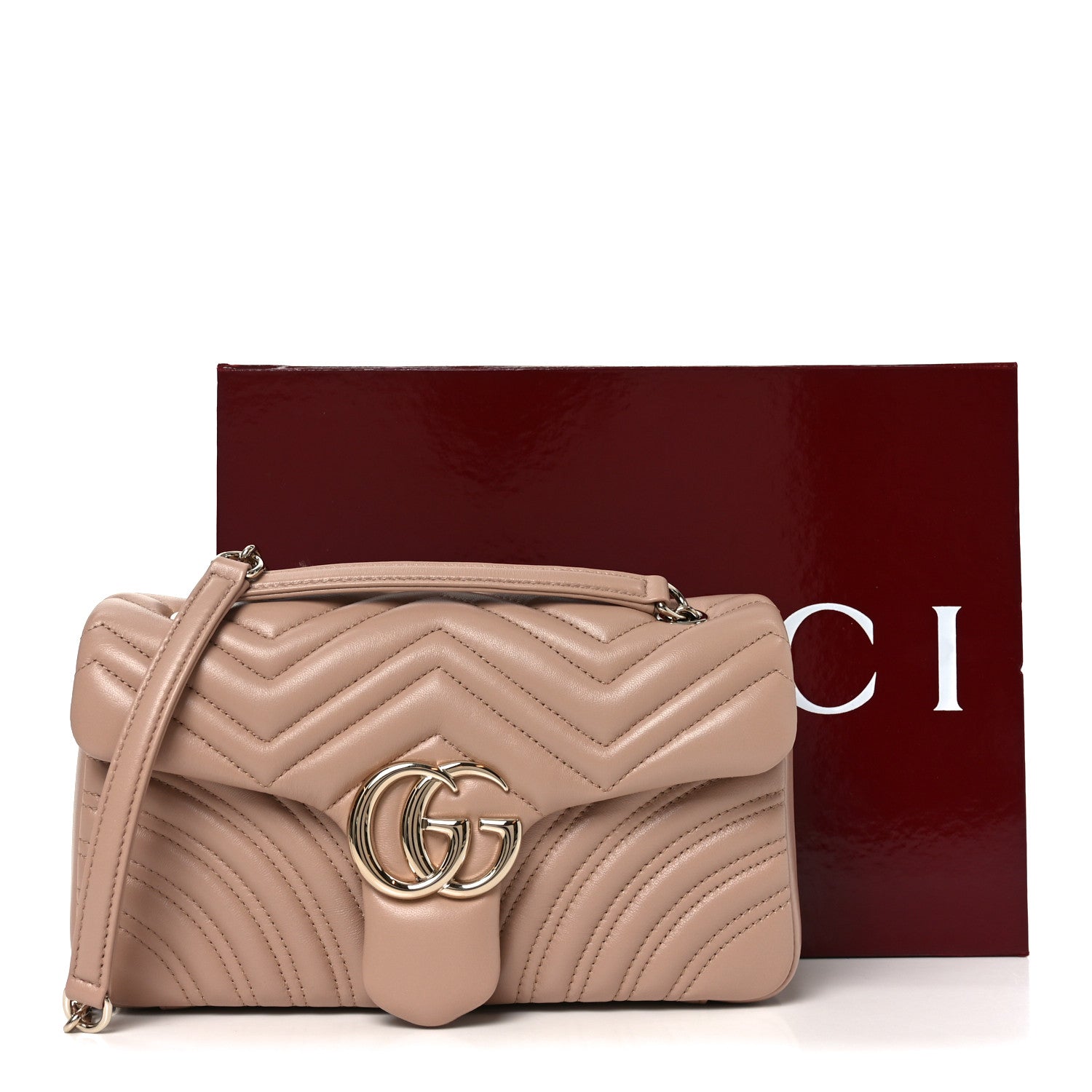 Lambskin Matelasse Medium GG Marmont Shoulder Bag Pink Beige