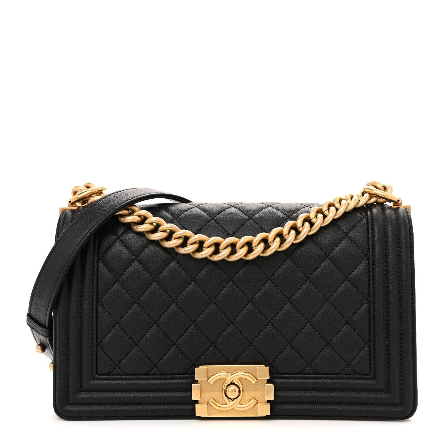 Caviar Quilted Medium Boy Flap Black