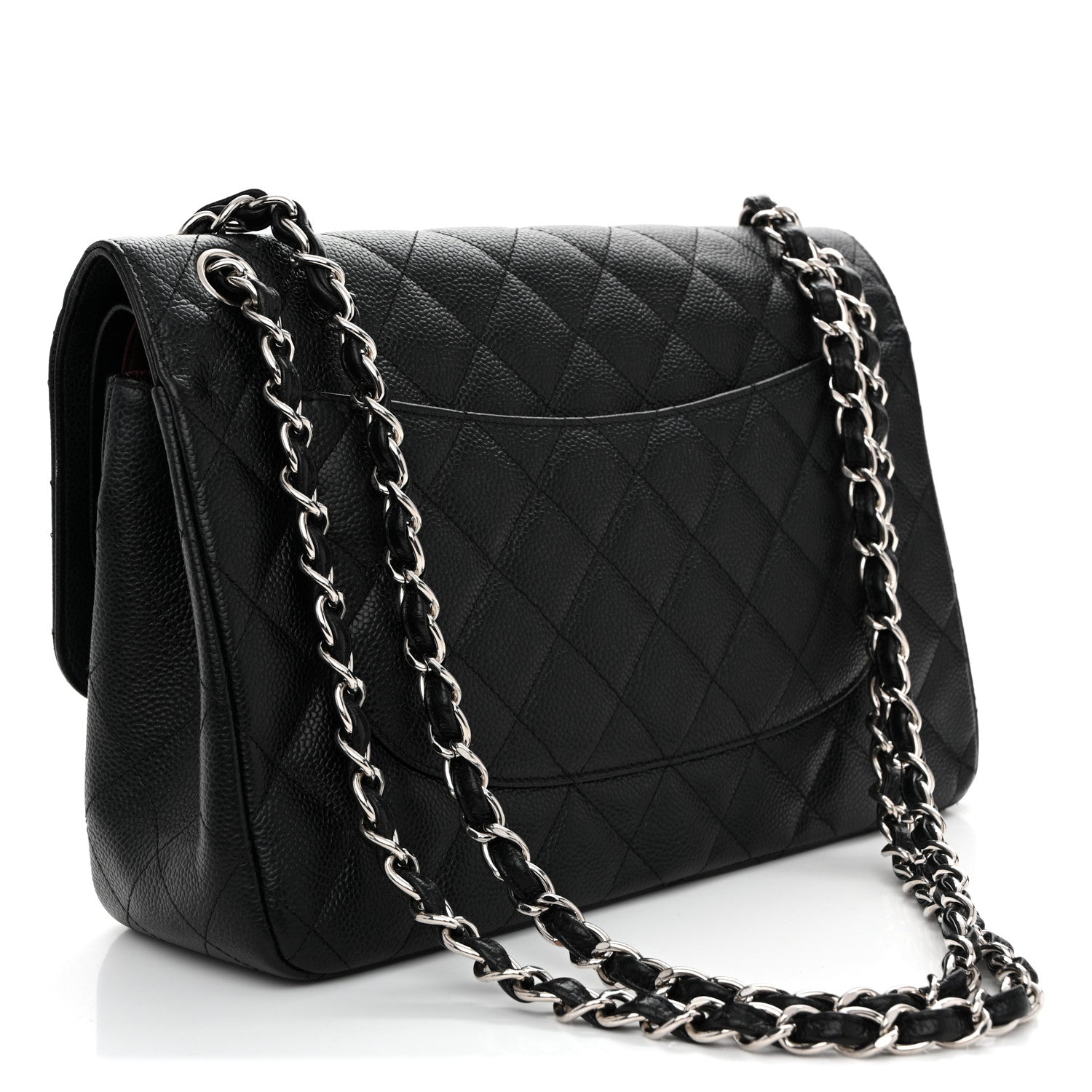 Caviar Quilted Jumbo Double Flap Black