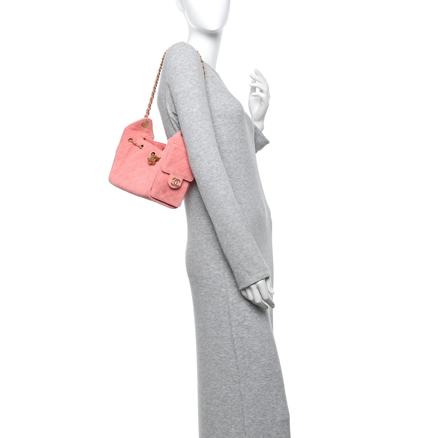 Suede Quilted Mini Chanel 25 Handbag Pink