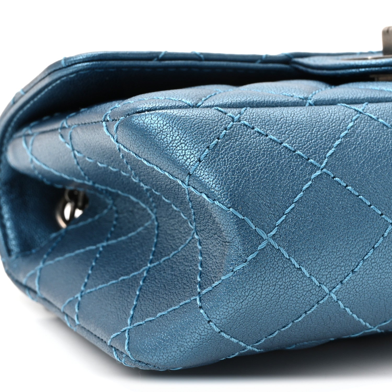 Metallic Sheepskin Quilted 2.55 Reissue Mini Flap Blue