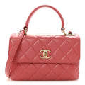 Lambskin Quilted Small Trendy CC Flap Dual Handle Bag Dark Pink
