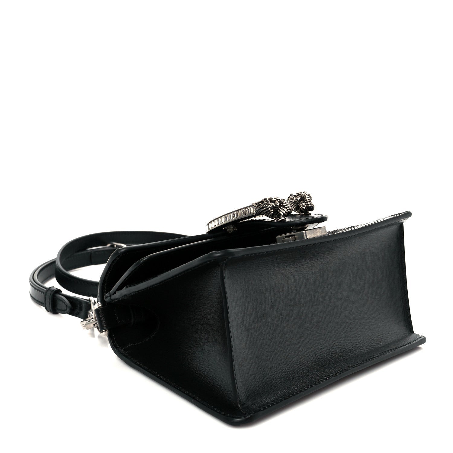 Satin Crystal GG Monogram Mini Dionysus Top Handle Bag Black