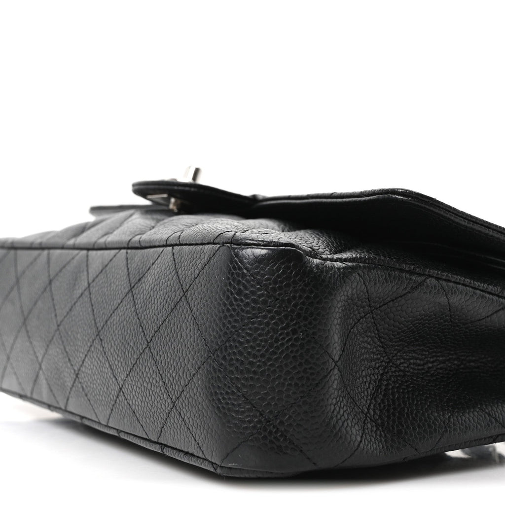 Caviar Quilted Medium Double Flap Black