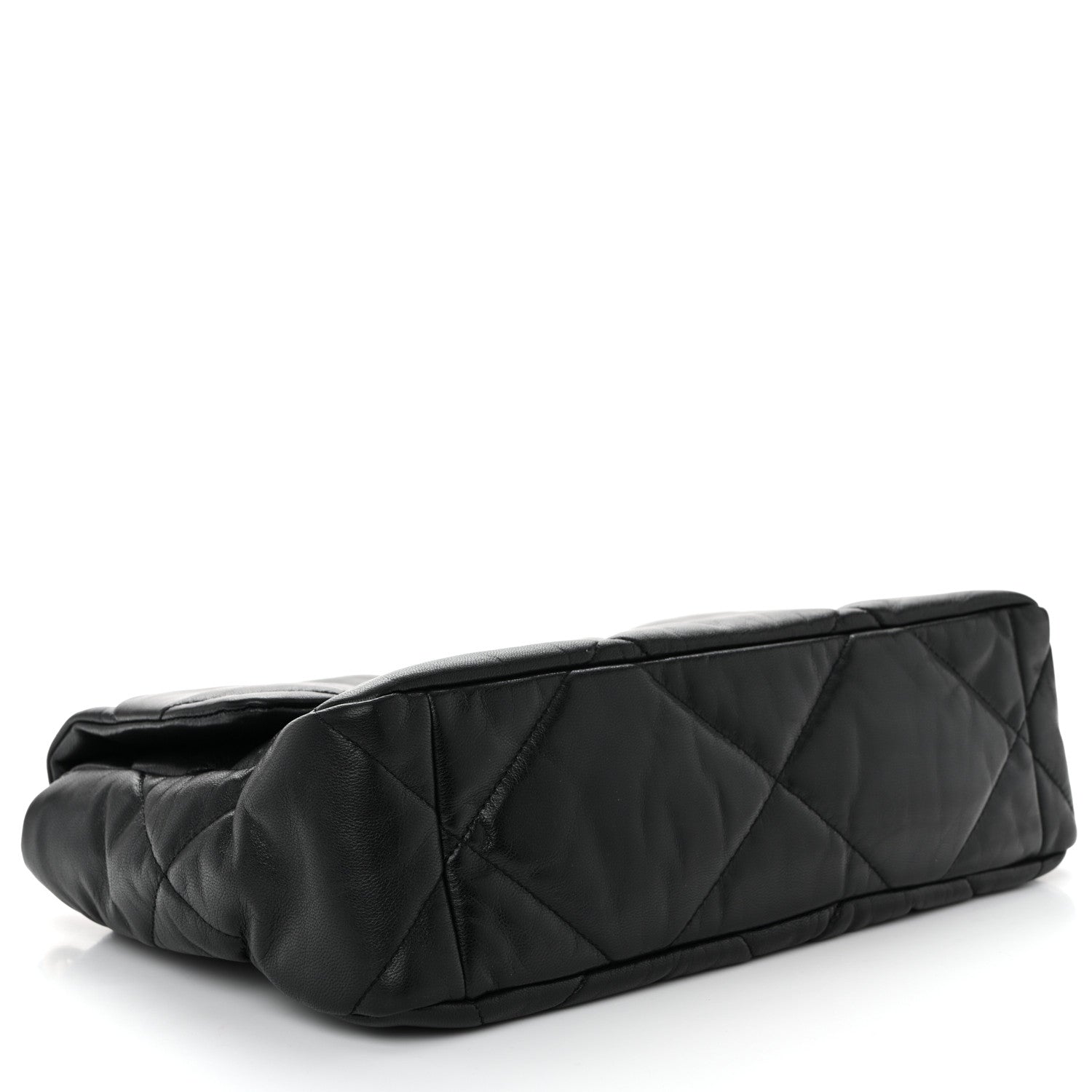 Shiny Goatskin Quilted Large Chanel 19 Flap Black
