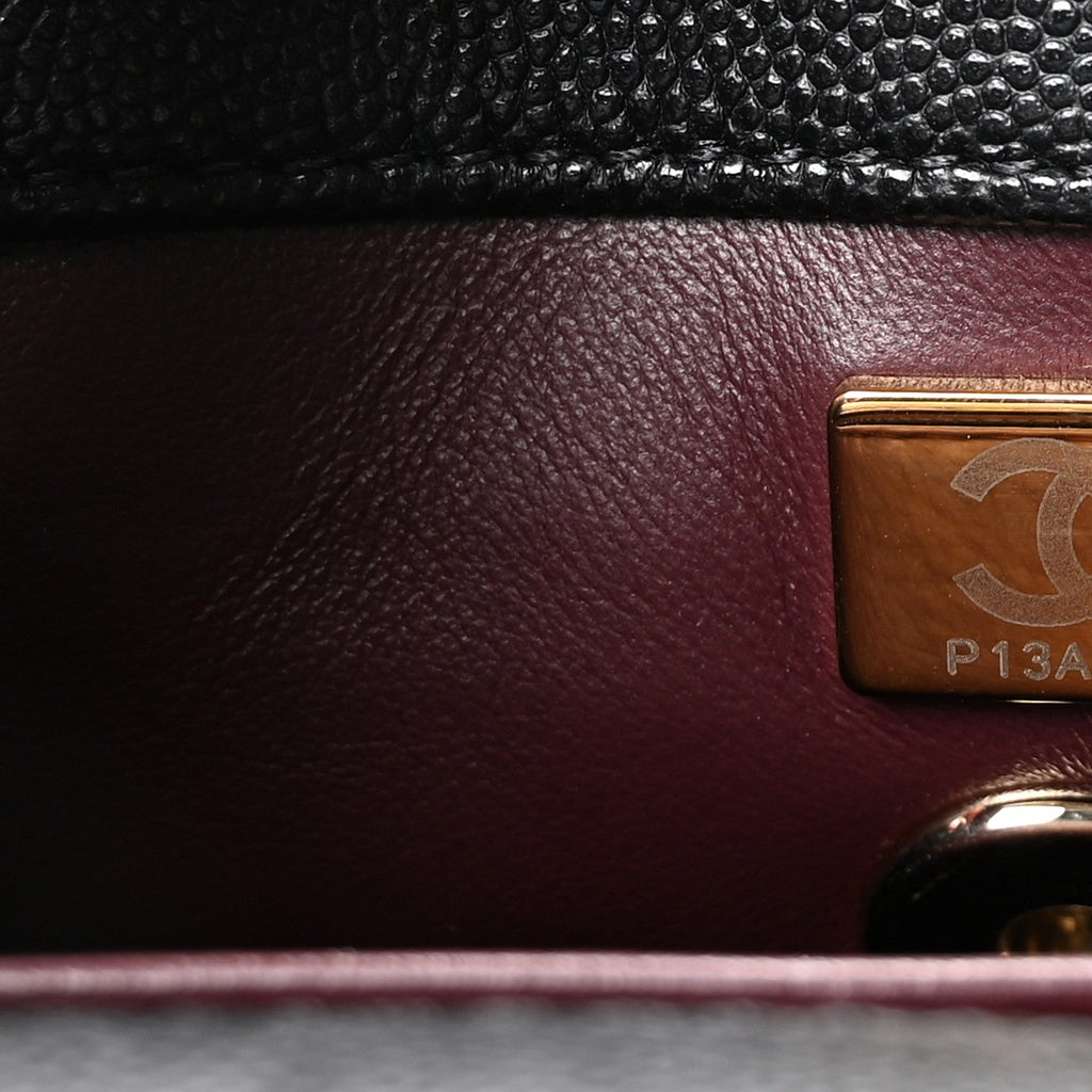 Caviar Quilted Mini Coco Handle Flap Black