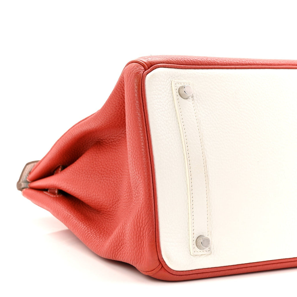 Taurillon Clemence Eclat Birkin 35 Sanguine White