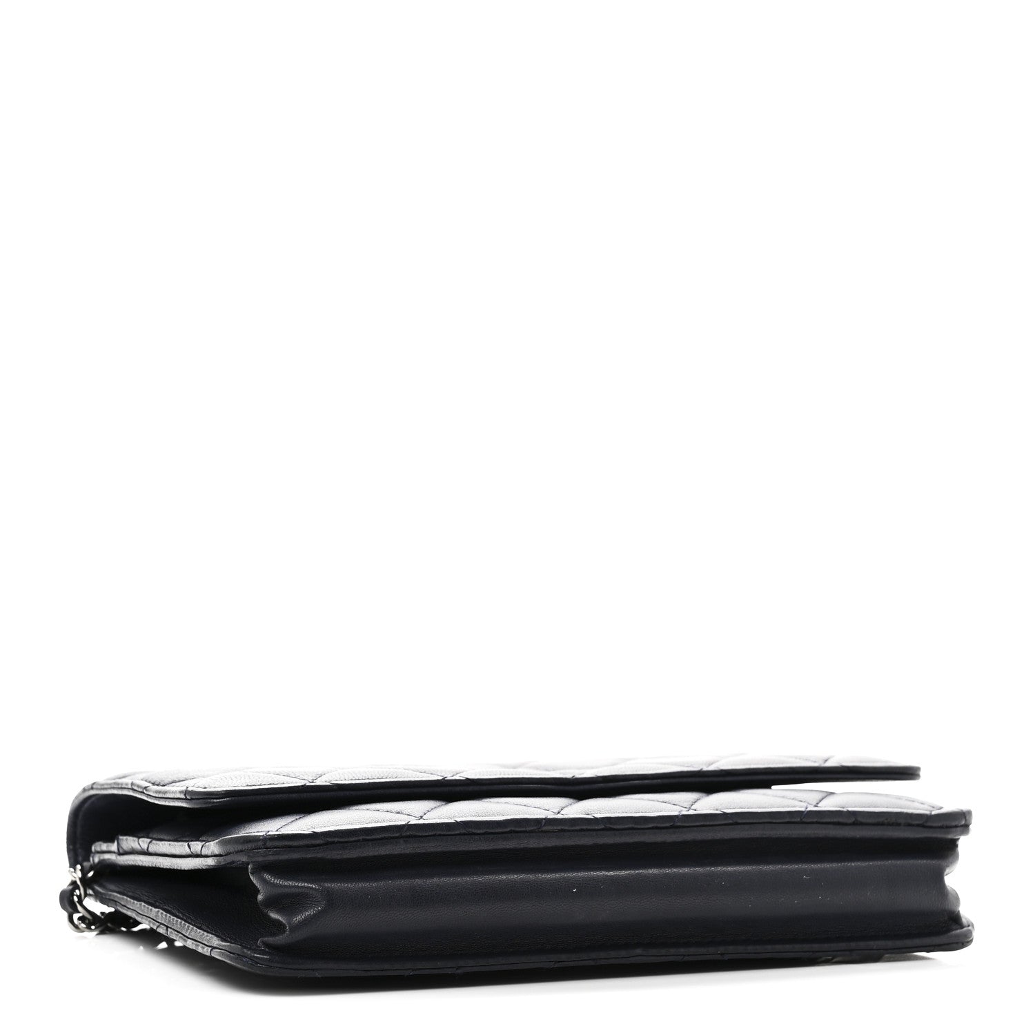 Lambskin Quilted Wallet On Chain WOC Navy Blue