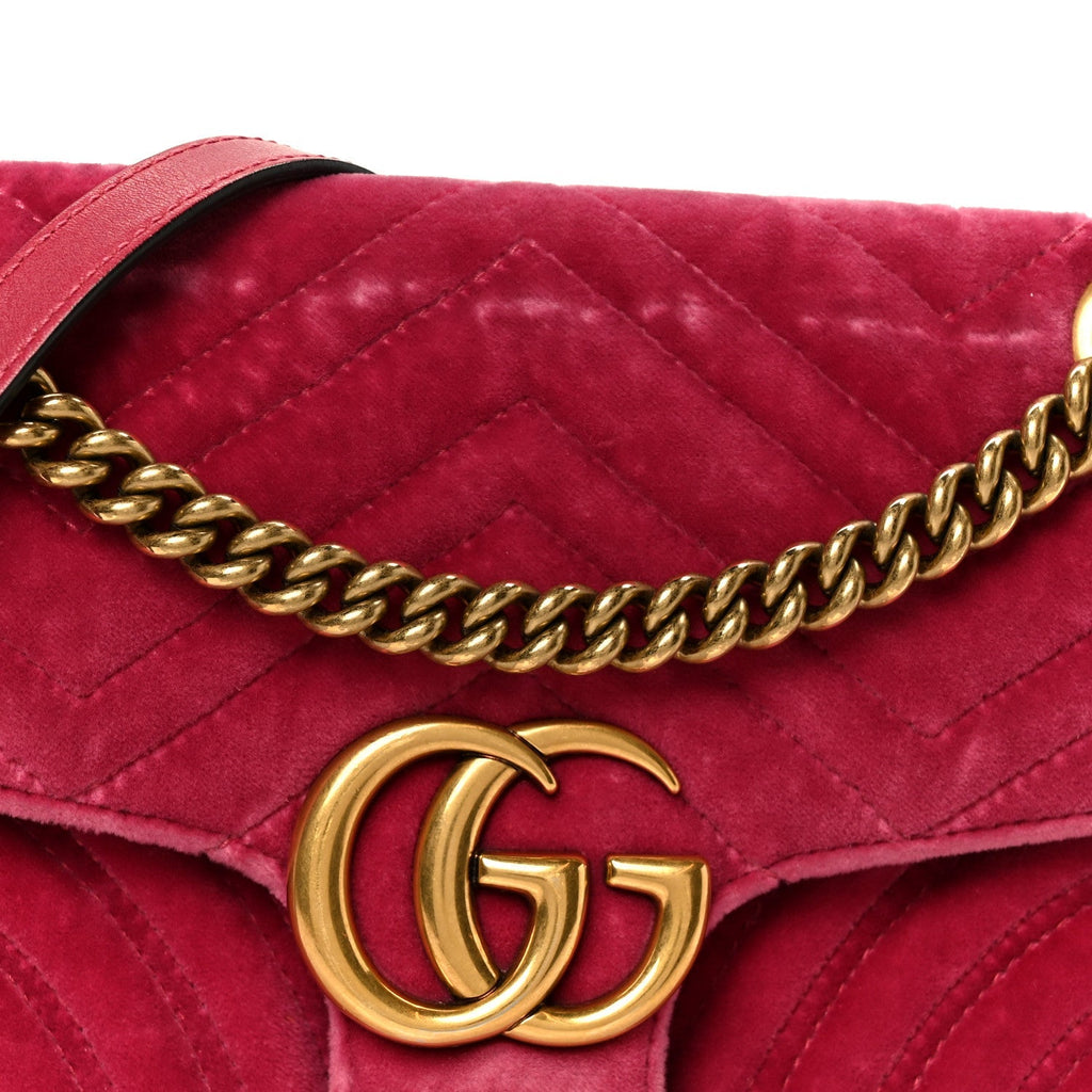 Velvet Matelasse Small GG Marmont Shoulder Bag Light Raspberry Rose