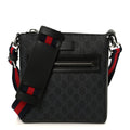 GG Supreme Monogram Web Small Flat Messenger Bag Black Grey