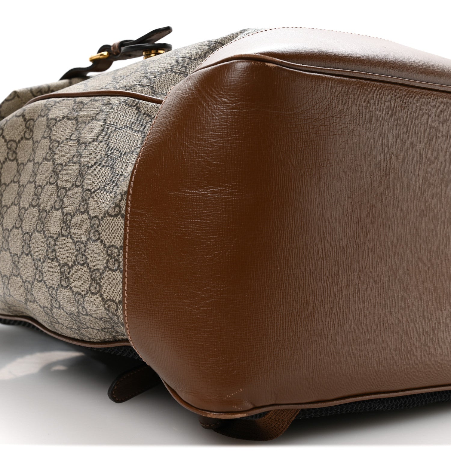 GG Supreme Monogram Azalea Calfskin Medium Retro Interlocking G Buckle Backpack Beige Ebony Brown Sugar