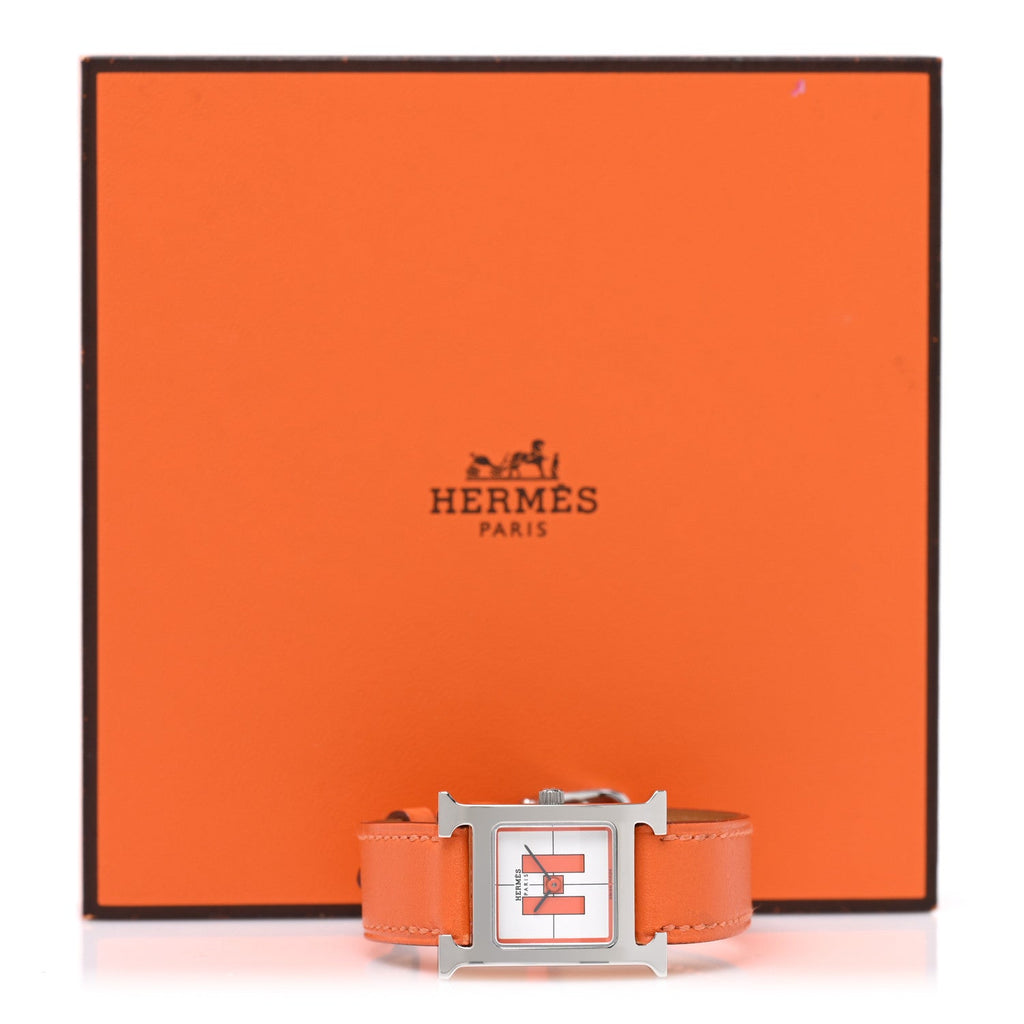 Stainless Steel Swift 21mm Heure H Hour Quartz Watch Orange