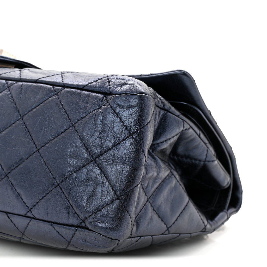 Metallic Aged Calfskin Quilted 2.55 Reissue 228 Flap Blue