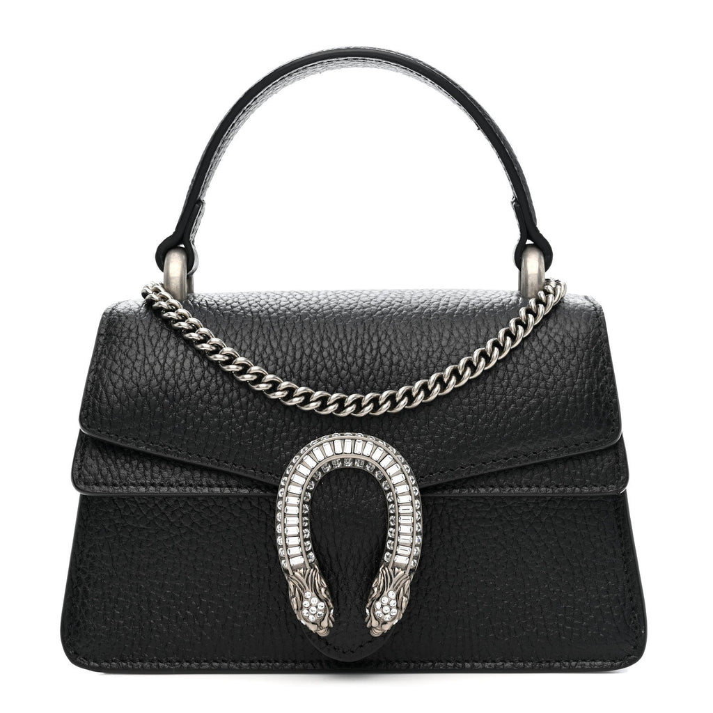 Dollar Calfskin Crystal Mini Dionysus Top Handle Bag Black Crystal