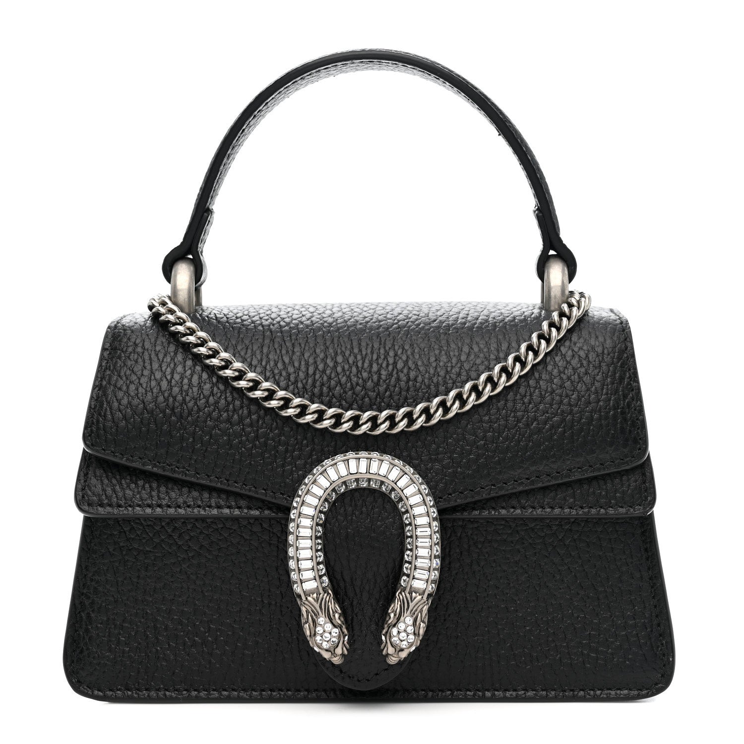Dollar Calfskin Crystal Mini Dionysus Top Handle Bag Black Crystal