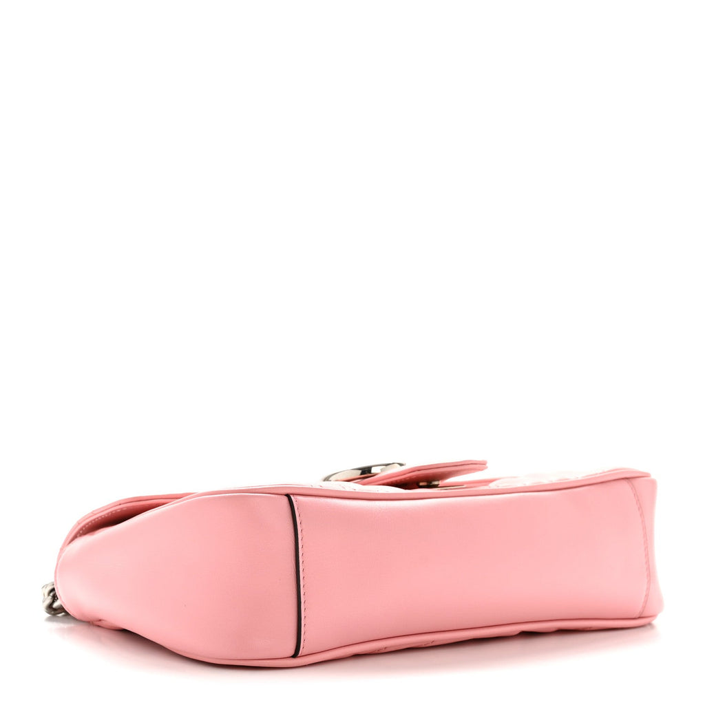 Calfskin Matelasse Small GG Marmont Shoulder Bag Wild Rose