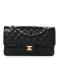 Caviar Quilted Medium Double Flap Black
