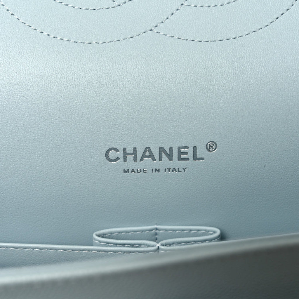 Caviar Quilted Maxi Double Flap Light Blue