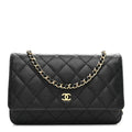 Caviar Quilted Wallet on Chain WOC Black