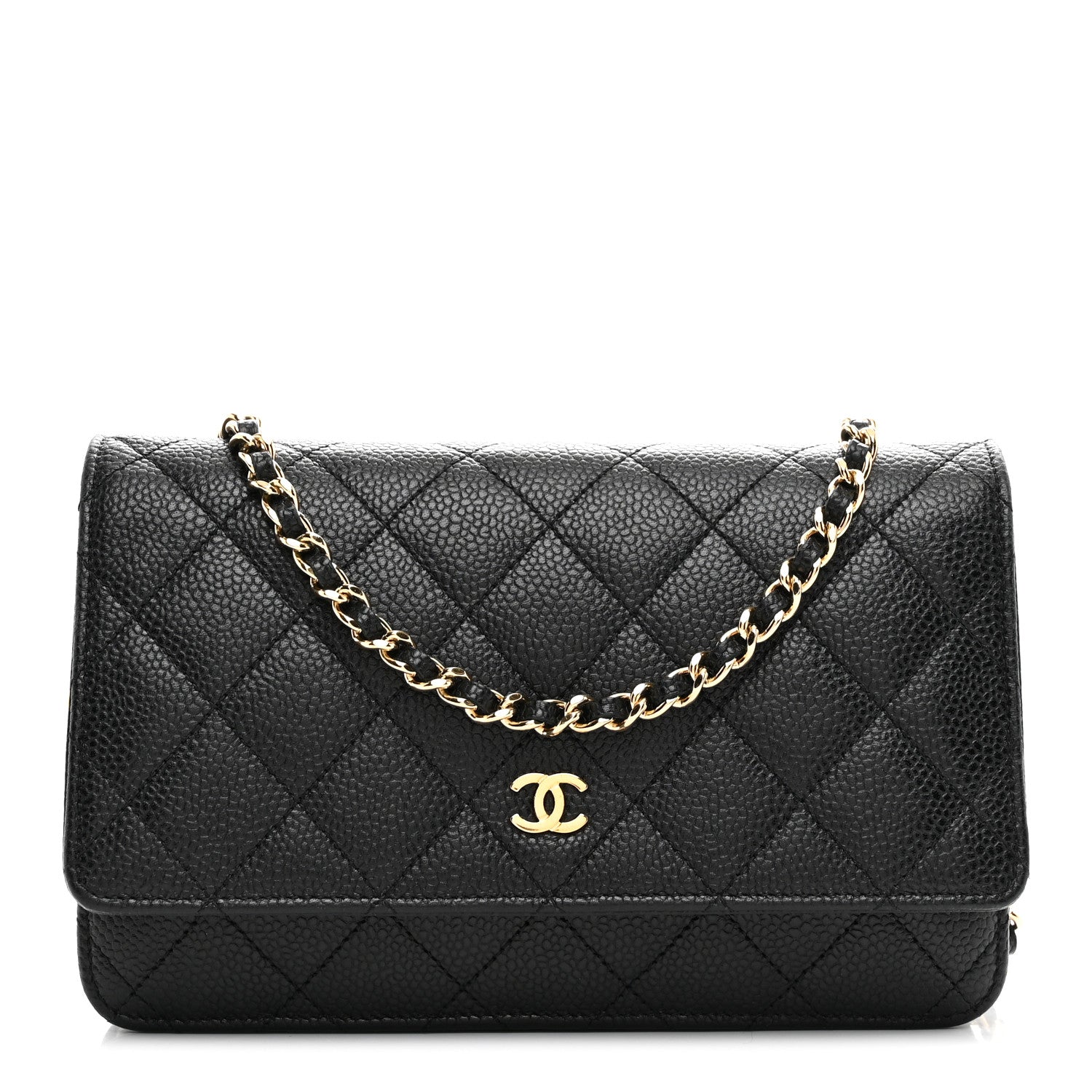 Caviar Quilted Wallet on Chain WOC Black