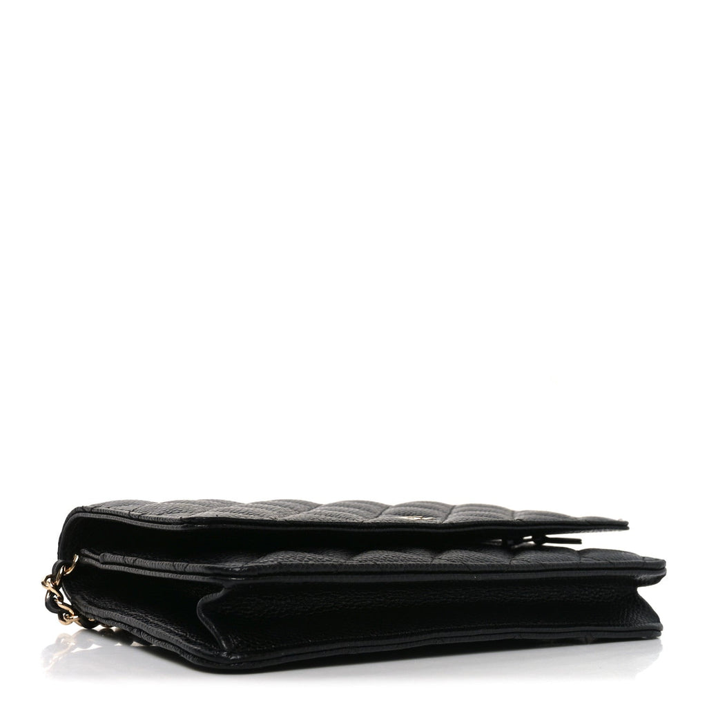 Caviar Quilted Wallet on Chain WOC Black