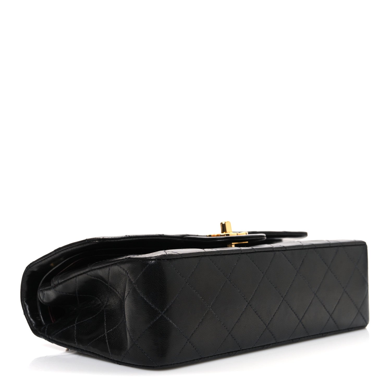 Lambskin Quilted Small Double Flap Black