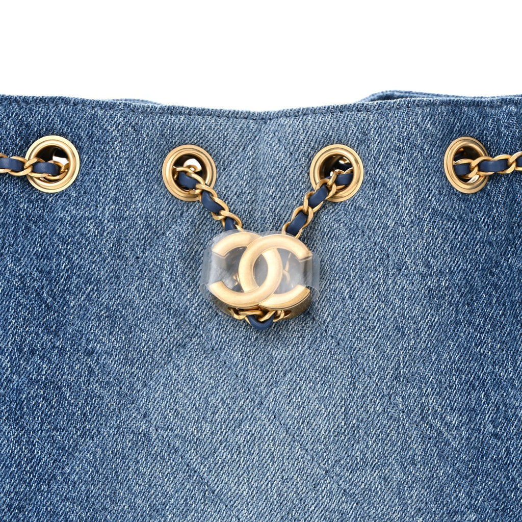 Washed Denim Quilted Mini Chanel 25 Handbag Blue