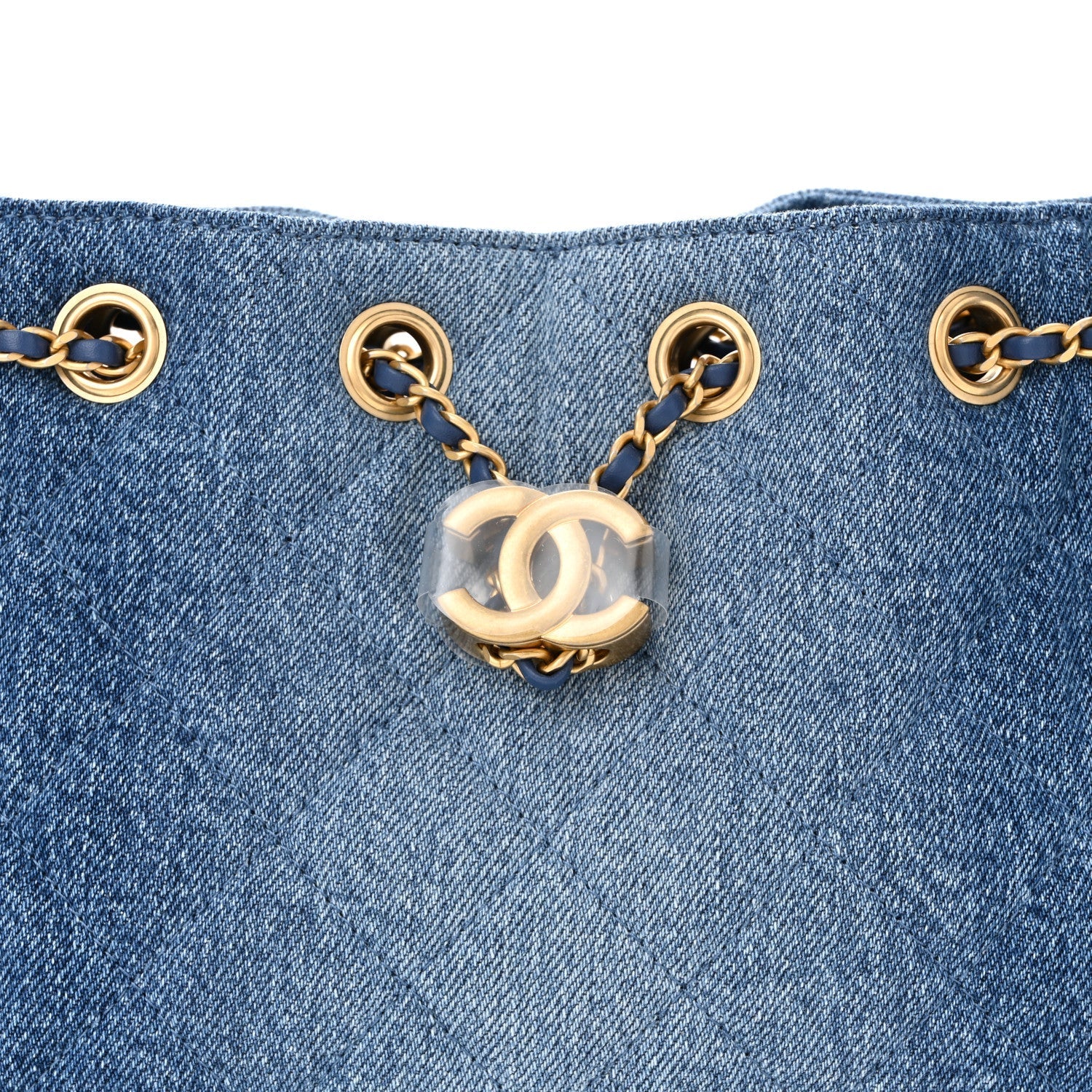 Washed Denim Quilted Mini Chanel 25 Handbag Blue