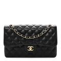 Caviar Quilted Jumbo Double Flap Black