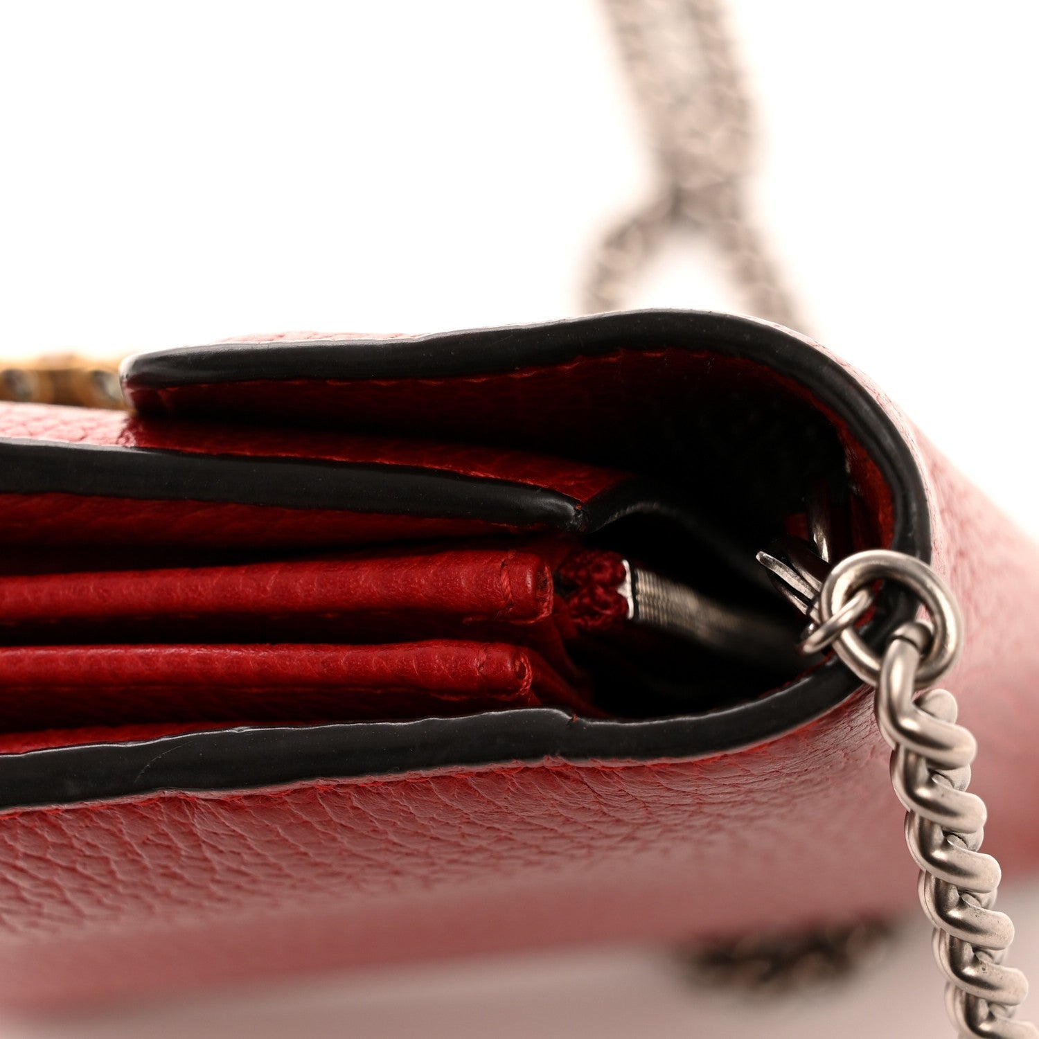 Calfskin Mini Dionysus Chain Wallet Hibiscus Red