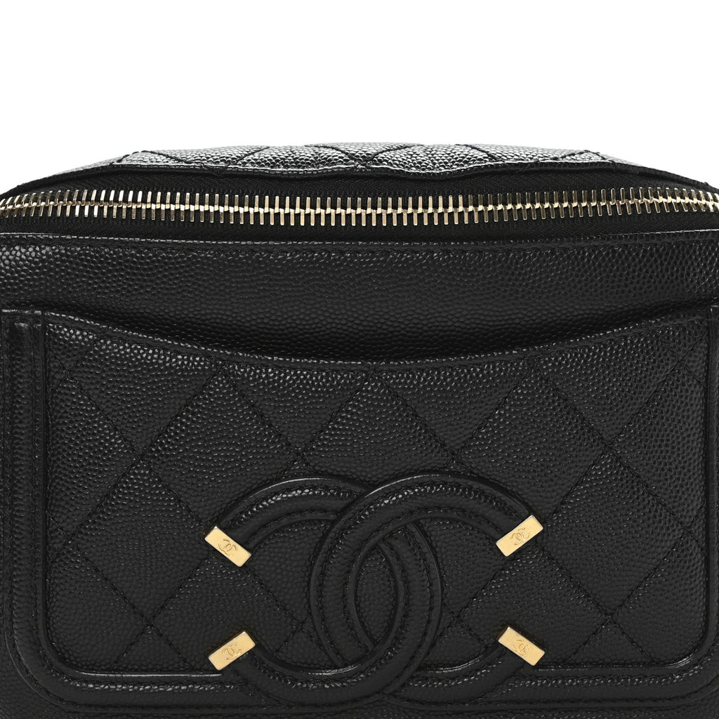 Caviar Quilted Filigree Waist Bag Black