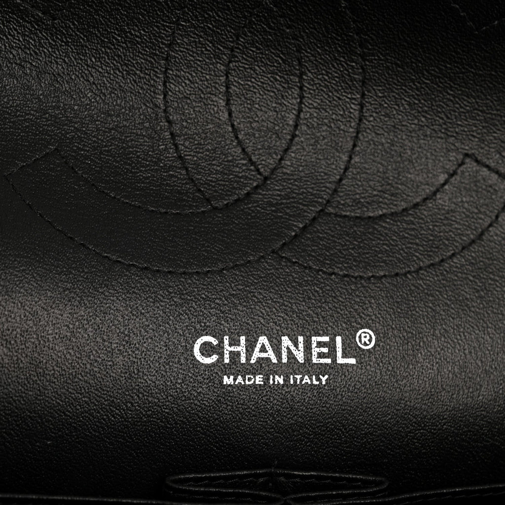 Patent Quilted Jumbo Double Flap Black