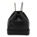 Aged Calfskin Quilted Small Gabrielle Backpack Black