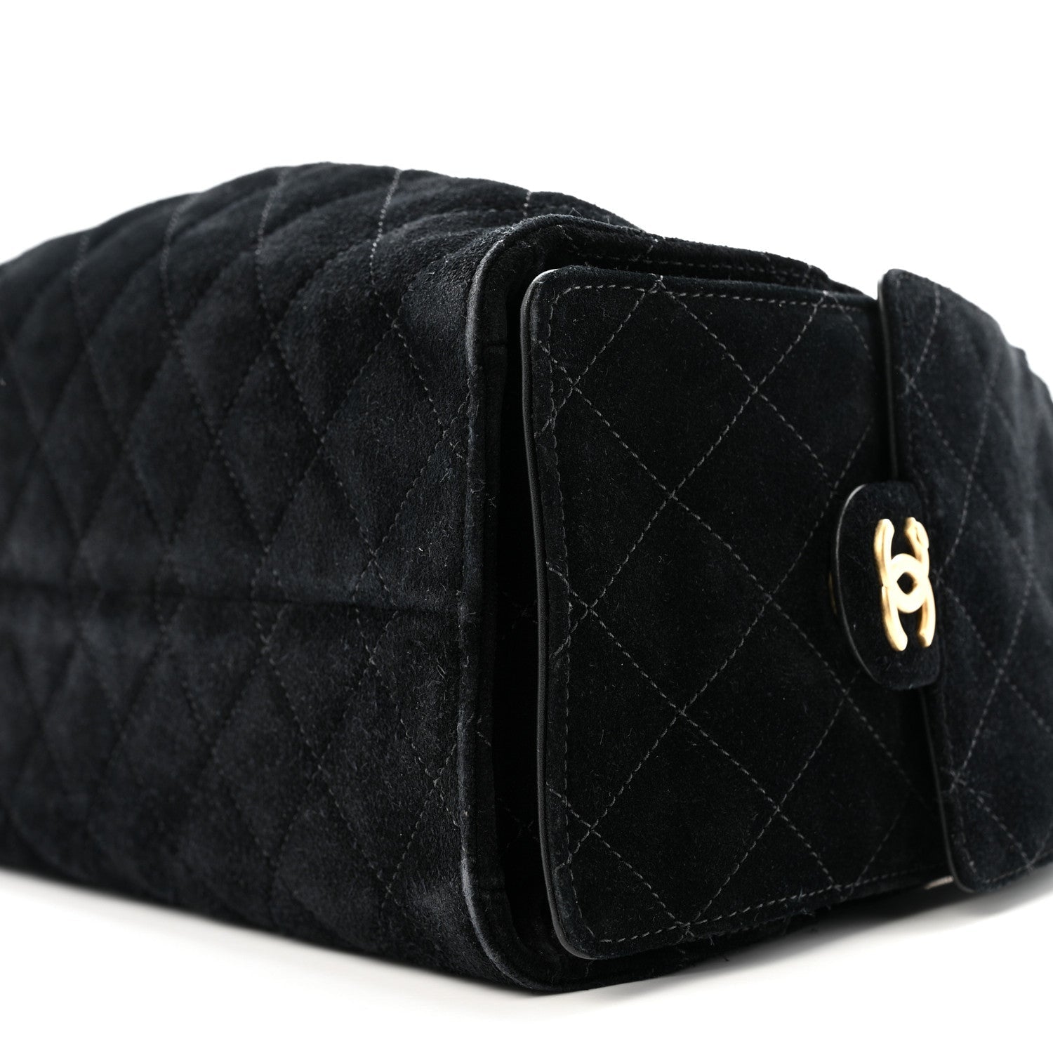 Suede Quilted Small Chanel 25 Handbag Black