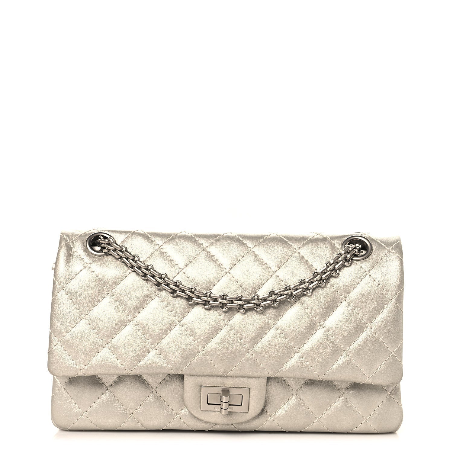 Metallic Lambskin Quilted 2.55 Reissue 225 Flap Silver