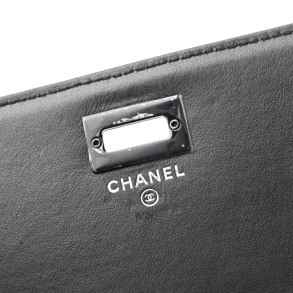Aged Calfskin Chevron Quilted Reissue 2.55 Square Wallet On Chain WOC So Black