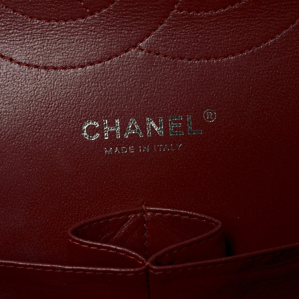 Patent Quilted Jumbo Double Flap Dark Red