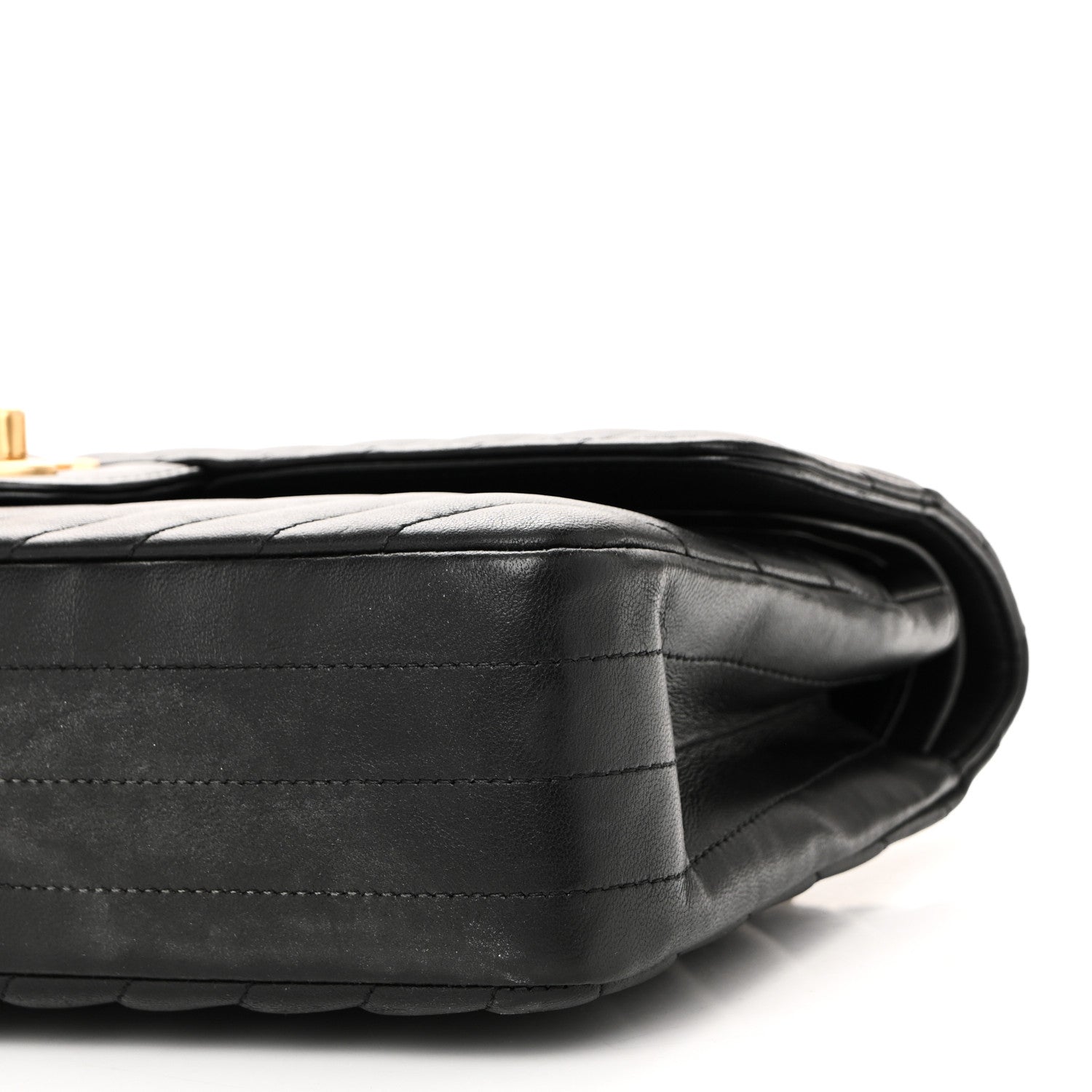 Lambskin Chevron Quilted Medium Double Flap Black