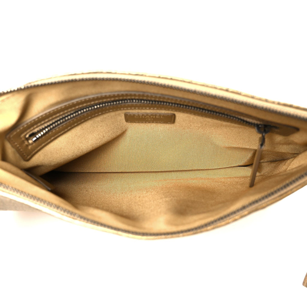 Metallic Calfskin Crocodile Embossed Medium Gabrielle Cosmetic Case Gold