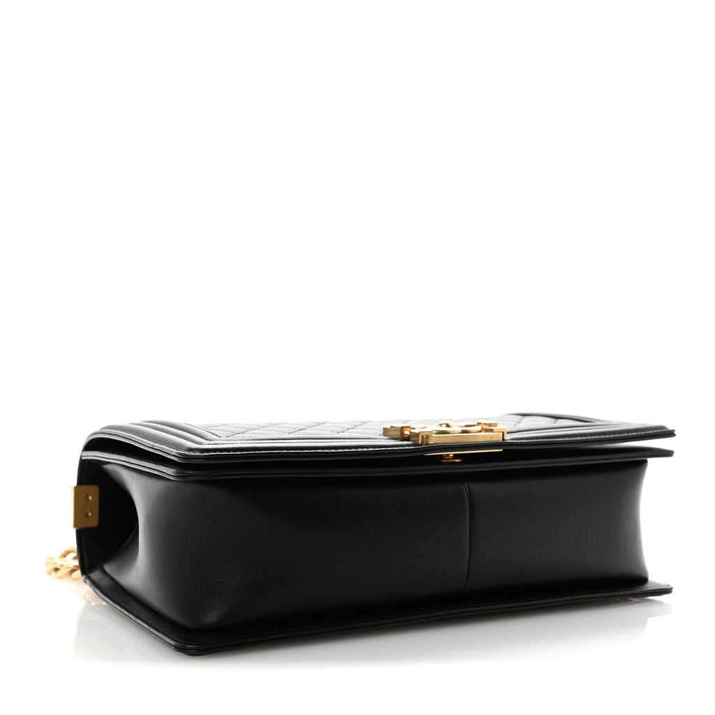 Lambskin Quilted New Medium Boy Flap Black