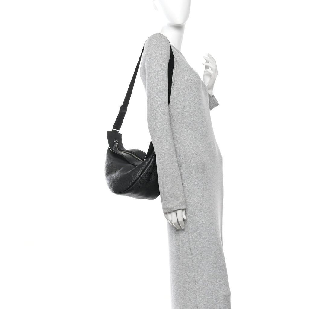 Grained Calfskin Large Slouchy Banana Bag Black