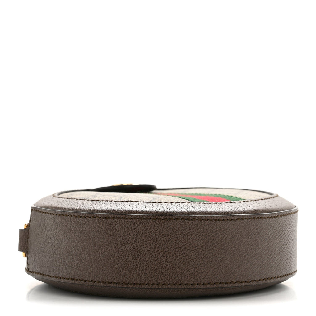 GG Supreme Monogram Web Mini Ophidia Round Shoulder Bag Brown