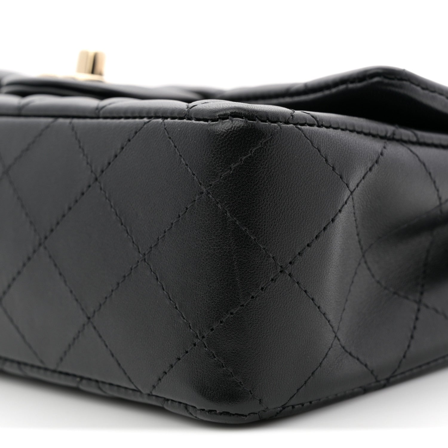 Lambskin Quilted Mini Rectangular Flap Black