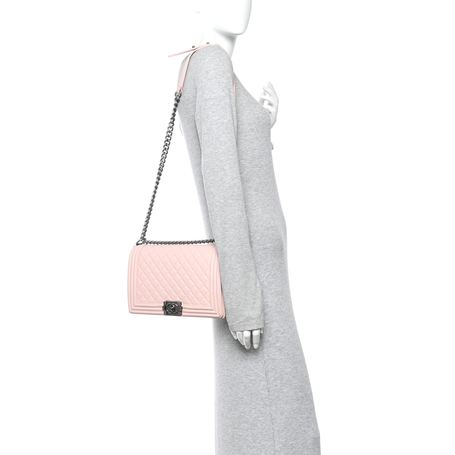 Lambskin Quilted New Medium Boy Flap Light Pink
