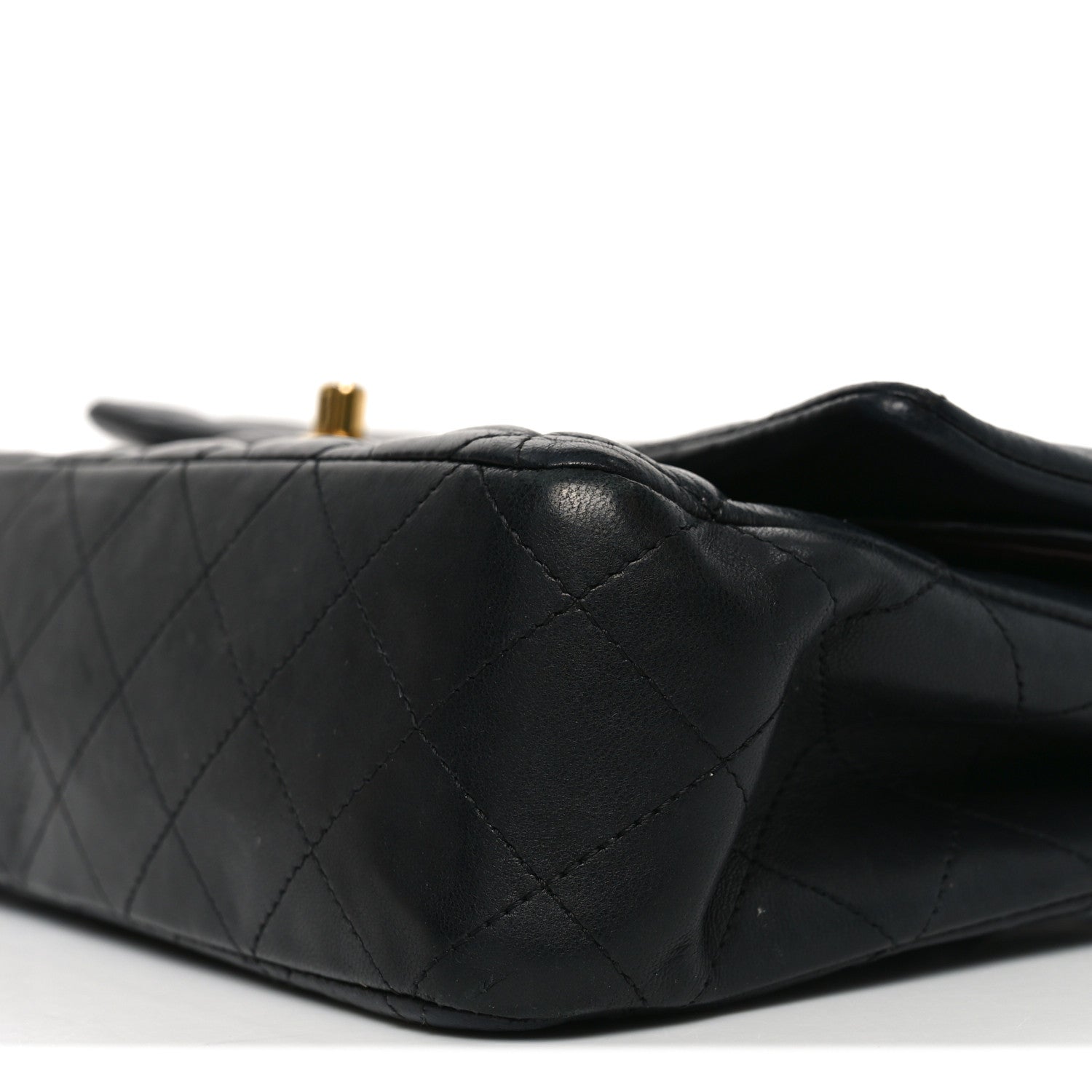 Lambskin Quilted Medium Double Flap Black