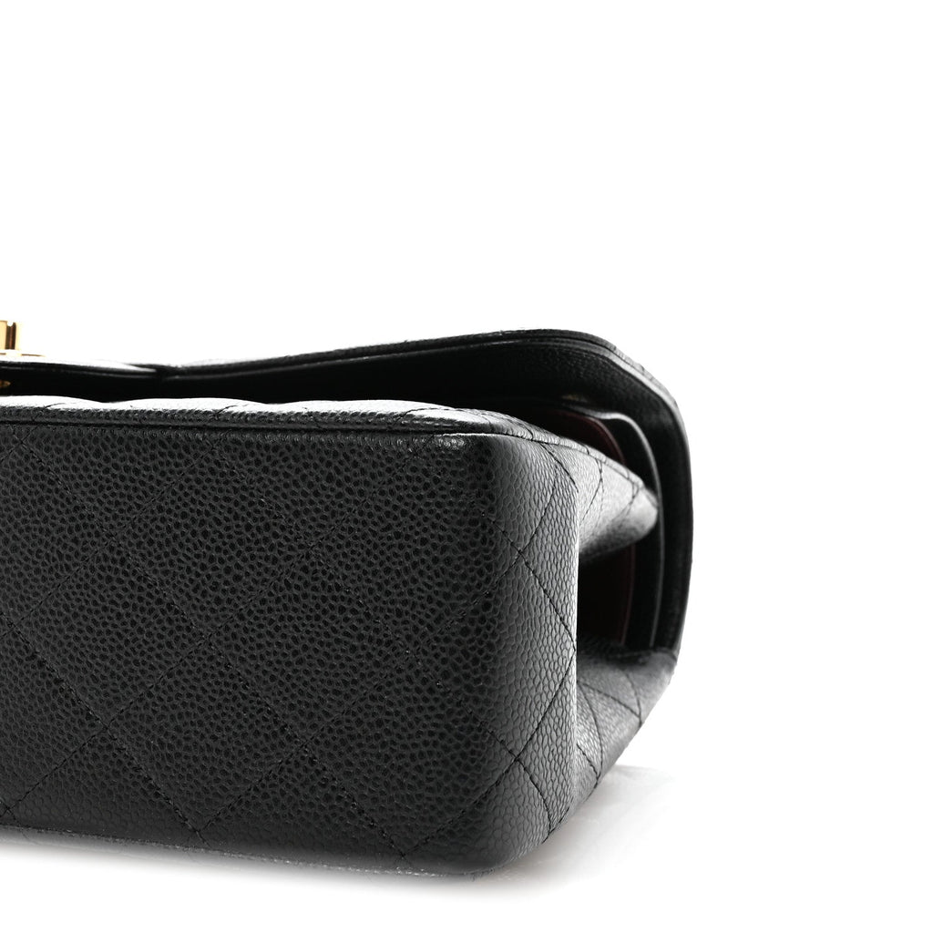 Caviar Quilted Jumbo Double Flap Black