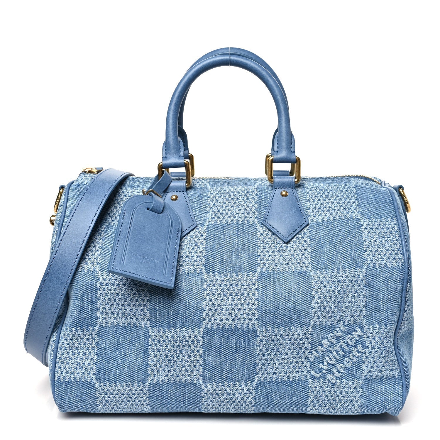 Damier Denim 3D Speedy Bandouliere 30 Denim Blue